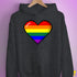 LGBTQ Pride8-Bit Pixel Heart Hoodie - Dark Grey Heather